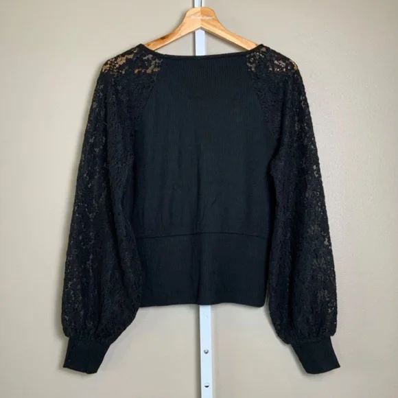 Anthropologie Lace-Sleeve Sweater Top - Picture 13 of 16